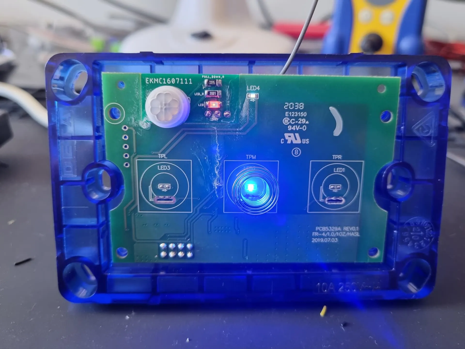 Custom PIR sensor PCB closeup